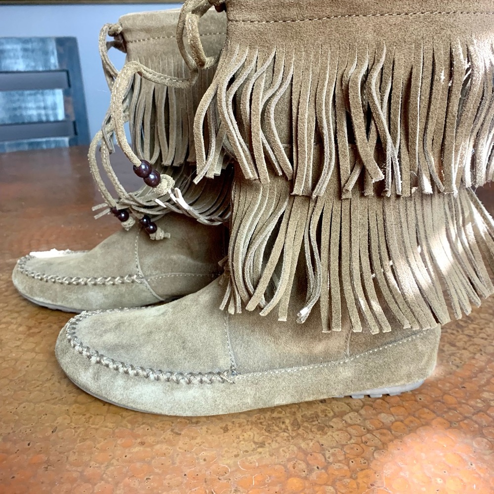 Minnetonka Suede Fringe Ankle Boots